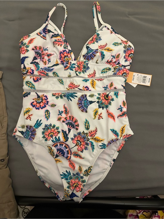 Target Other - Target White Floral Print One-Piece Swimsuit with Pink, Blue & Yellow Accents